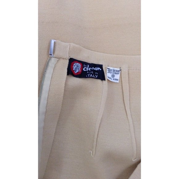 By Damon Vintage Skirt Sweater Set 10 Yellow 100% Wool Midi Pencil Ruffle Italy - Picture 11 of 11